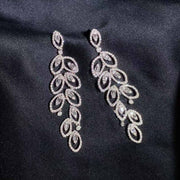 White Diamond Long Leaf Earrings D1.20ct 18K - Jiaxyk